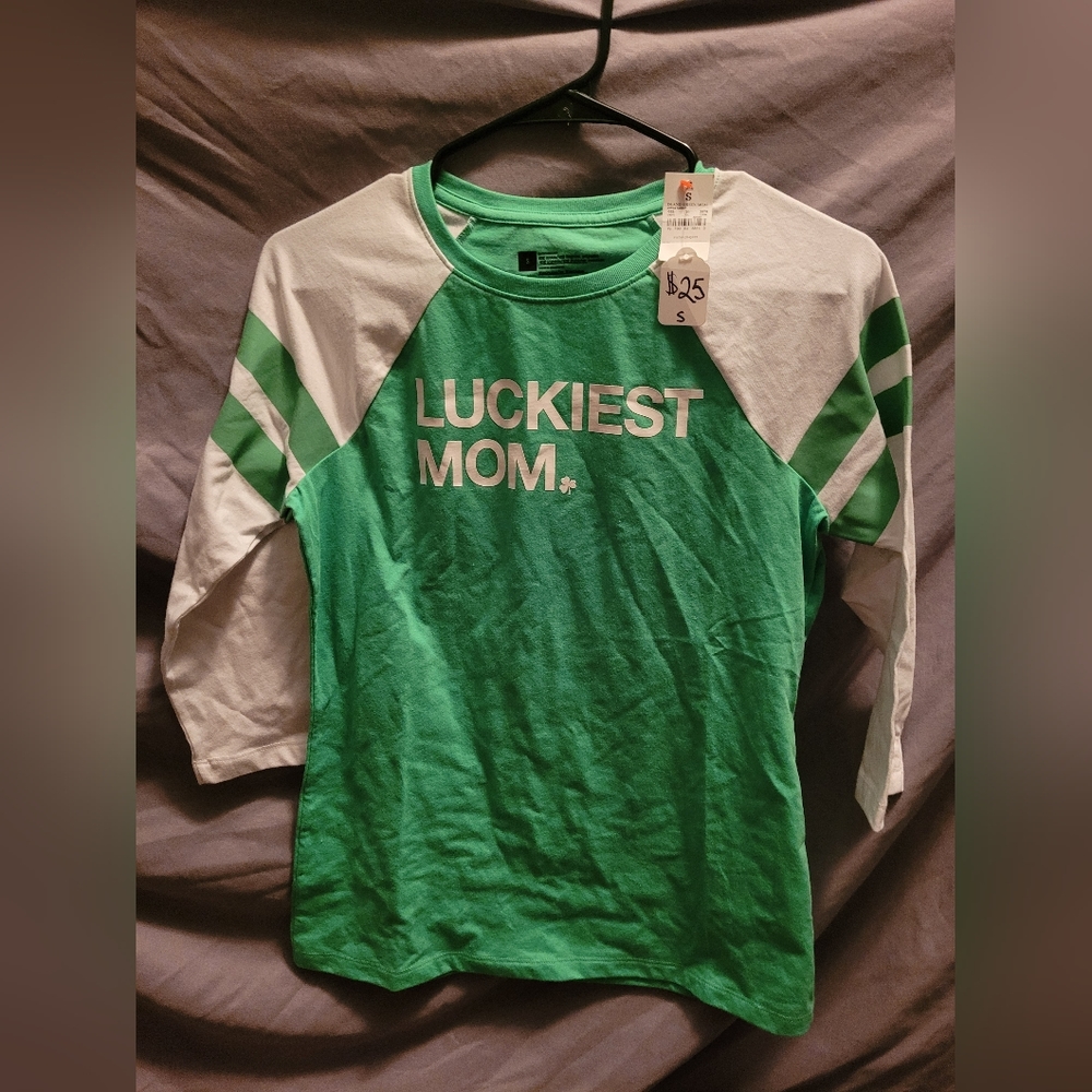 Luckiest mom 3/4 sleeve St Patrick's Day shirt